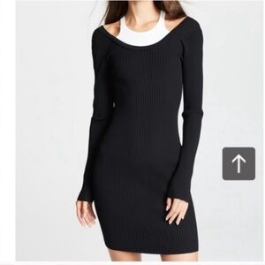 T by Alexander Wang Merino wool blend body on bi-layer dress